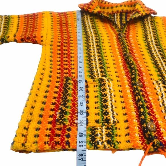 Vintage Ecuador Cardigan 100% Wool Button Up Sweater Jacket Size L Handmade Y2K - Picture 10 of 15